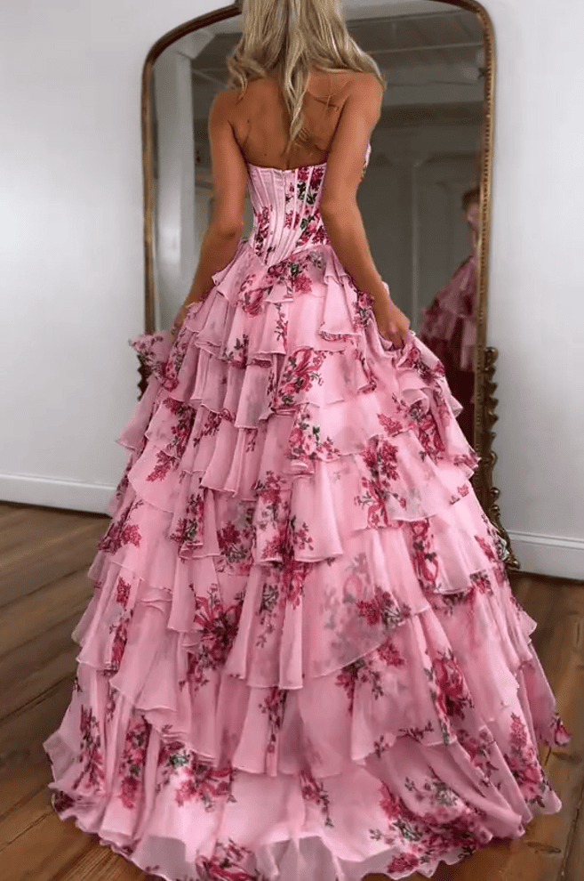 (⏰Limited Time Offer 49% OFF)Sexy Pink Floral Corset Dress