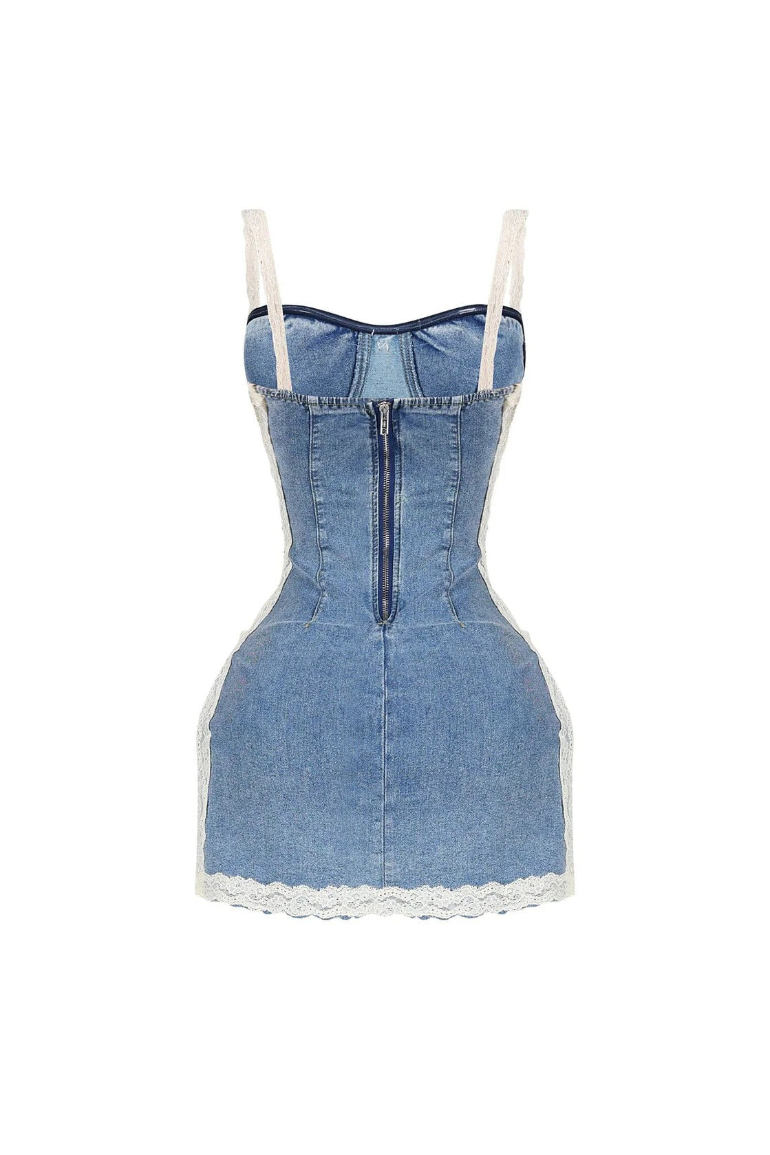 Lace Denim Mini Dress