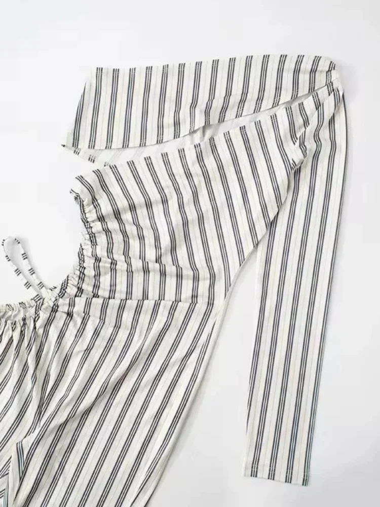 Striped Print Cutout Jumpsuit