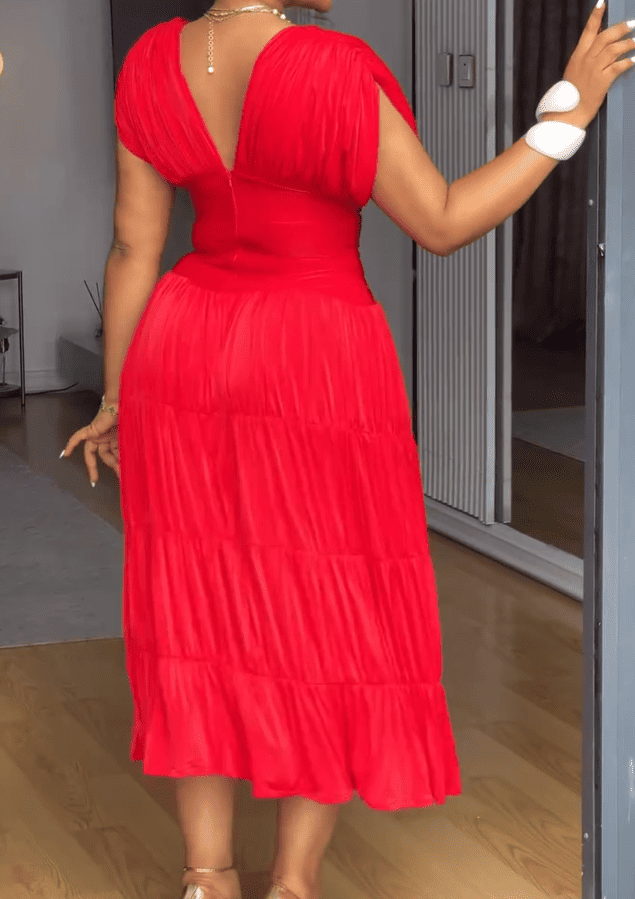 Red Silk Chiffon Dress