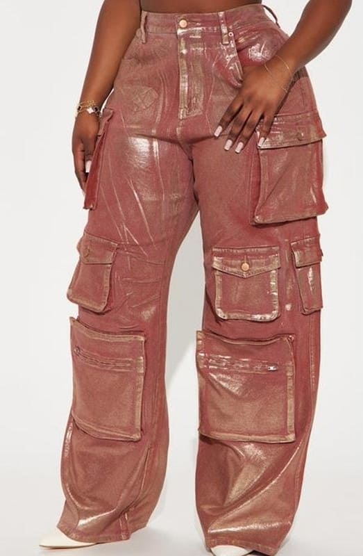 Time To Shine Foil Baggy Cargo Jeans