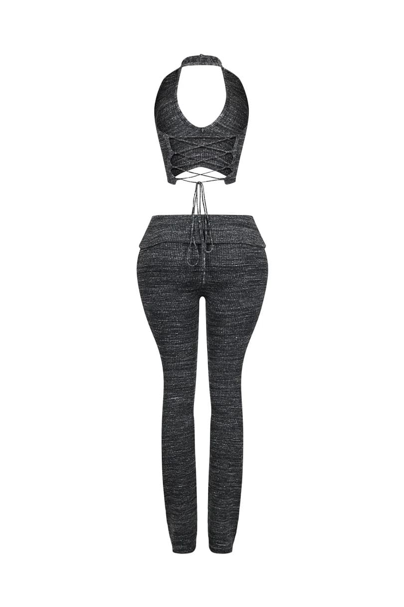 Riptide Ribbed Knit Halter Top & Pants Set