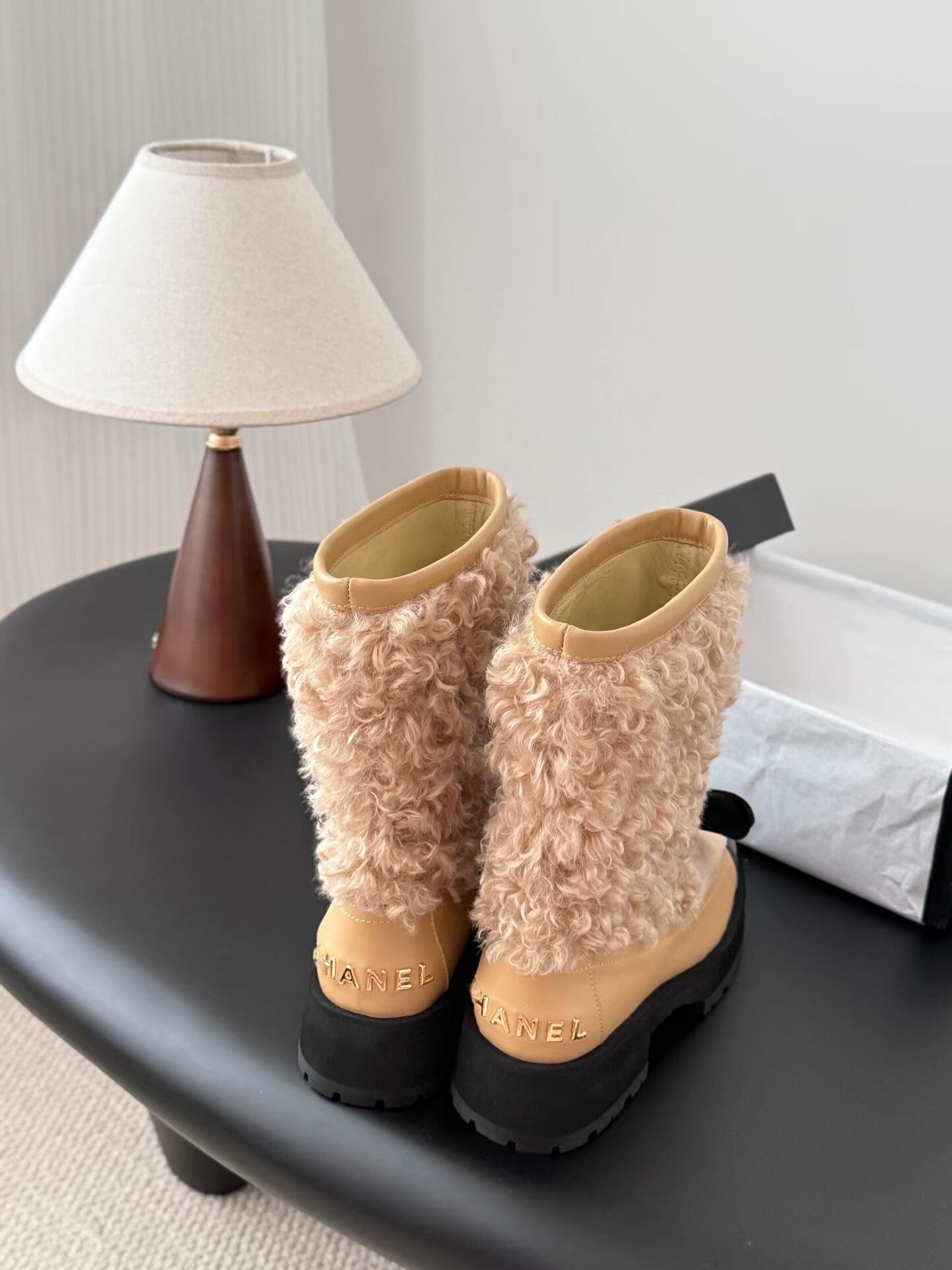 Double C Lambskin & Patent Calfskin Ankle Boots