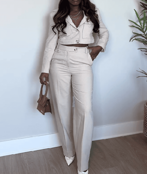 Cropped Jacket And Trousers Suit