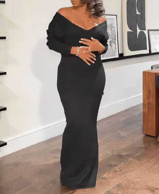 V Neck Long Dress