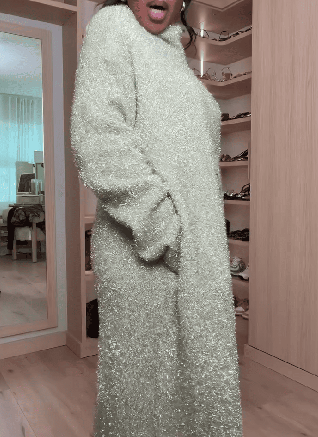 Metallic long-sleeved sweater