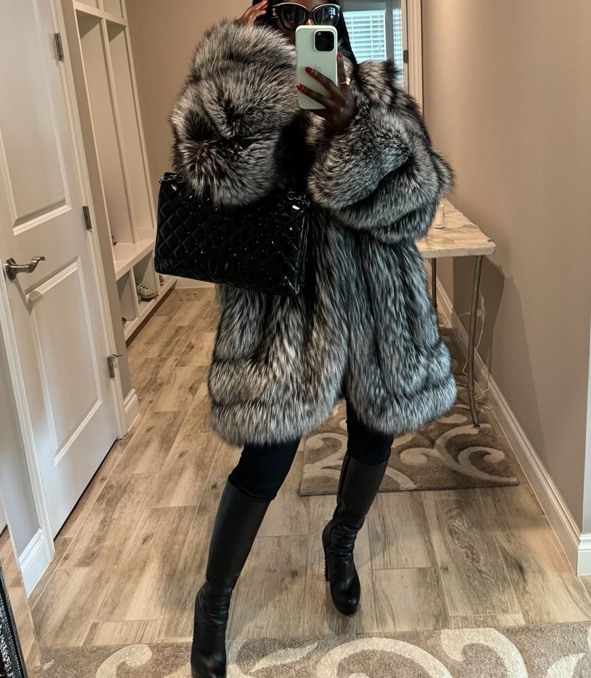 Luxury Scandinavian Silver Fox Fur Jacket