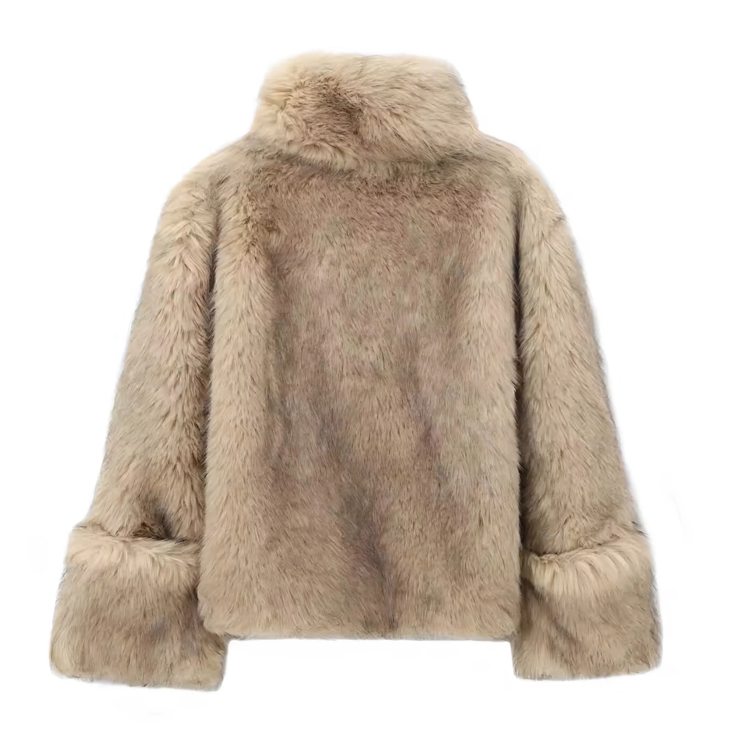 High Collar Warm Faux Fur Pullover Top