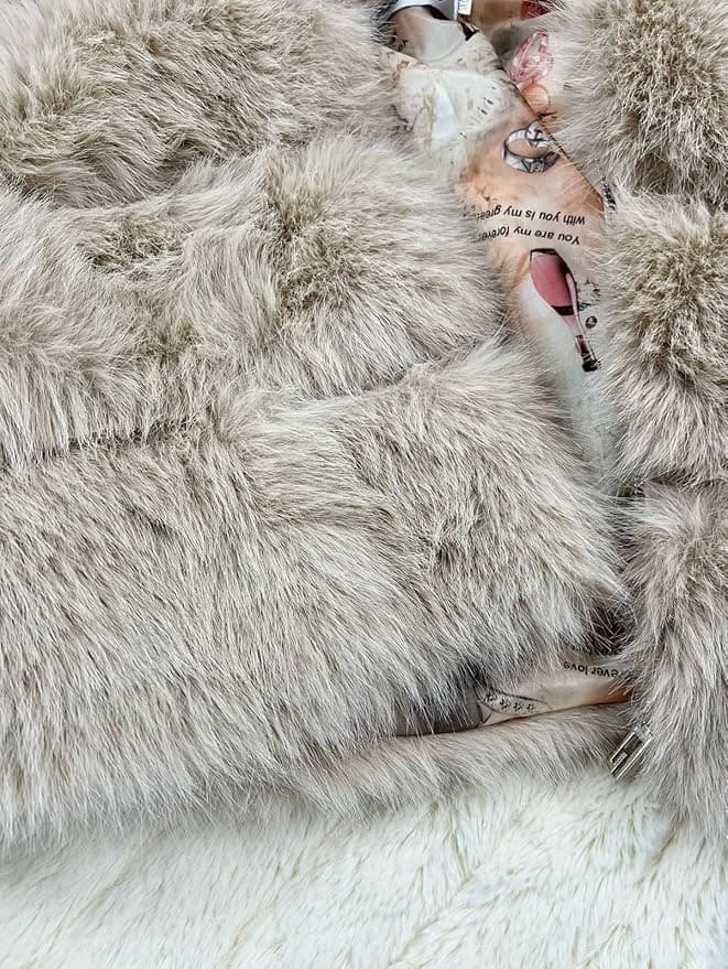 Fluffy Faux Fur Coat Cropped Jacket