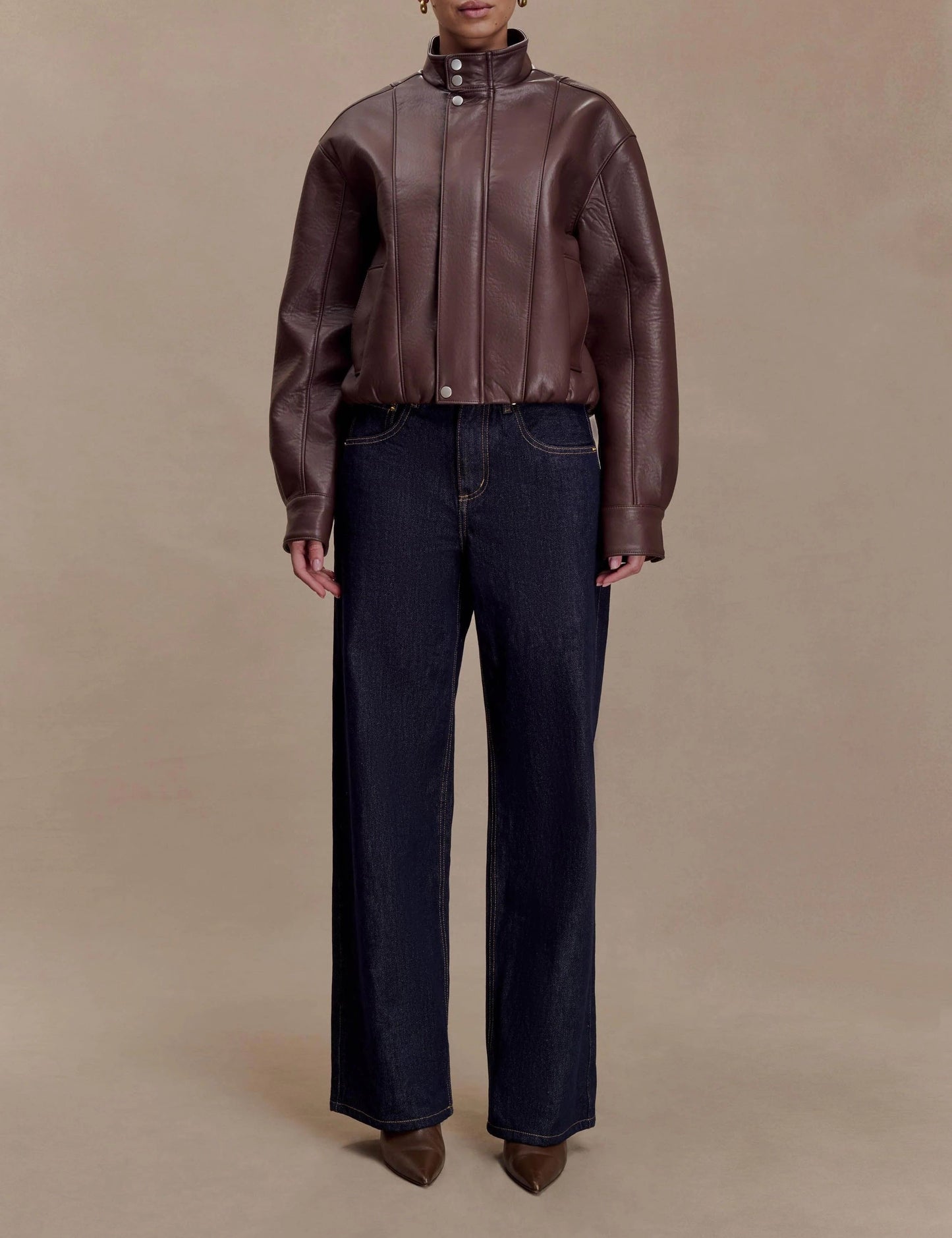 Faux Leather Bomber Jacket