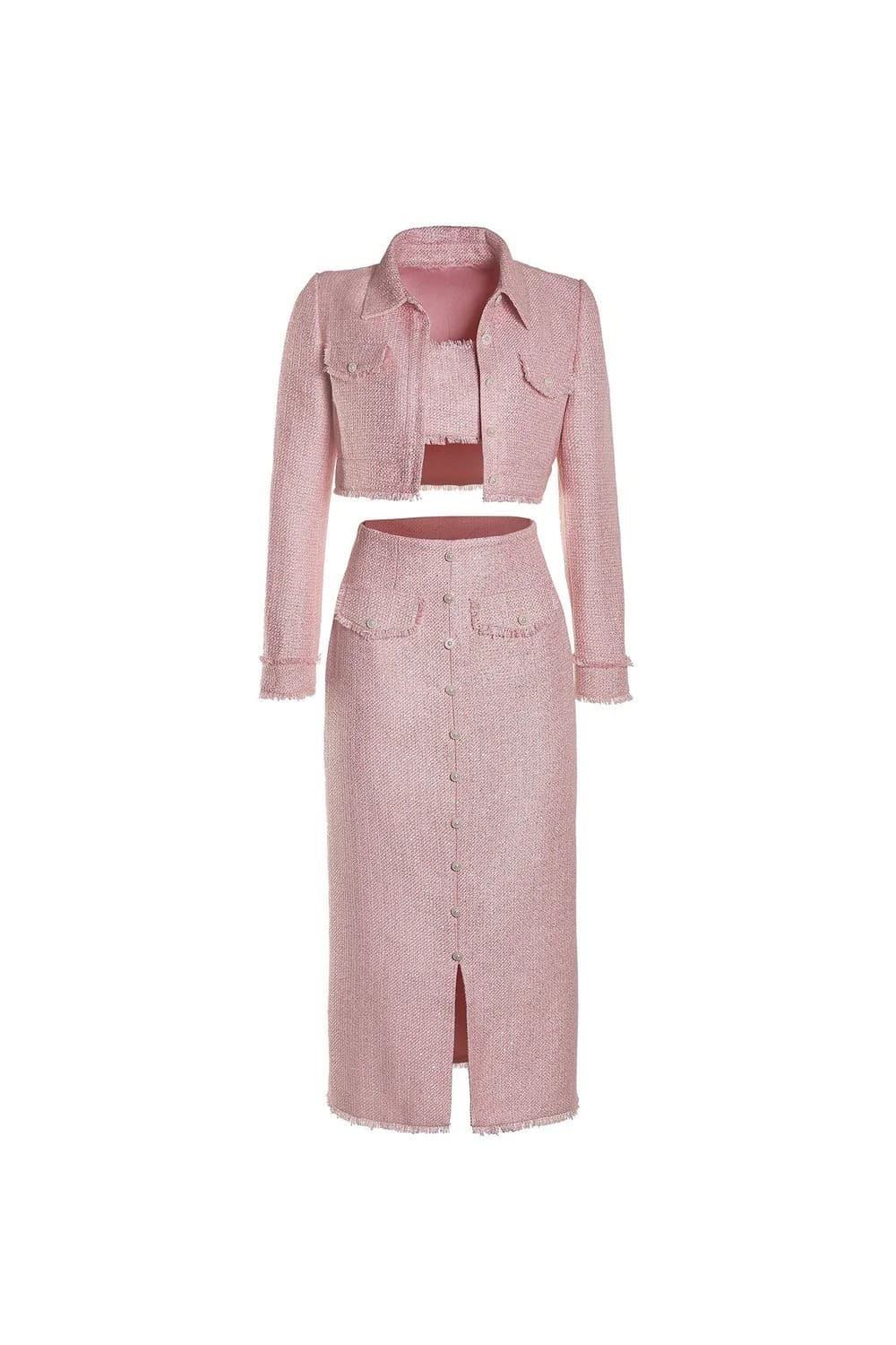 Pink Tweed Jacket & Skirt Set
