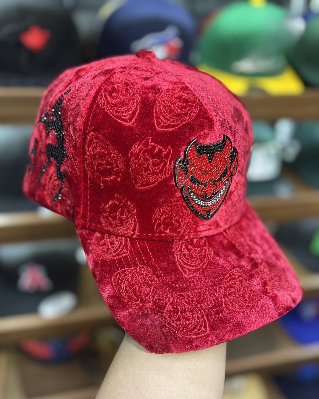 Velvet Devil Emblem Rhinestone Snapback