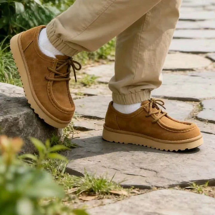 Suede Moc Toe Platform Casual Shoes