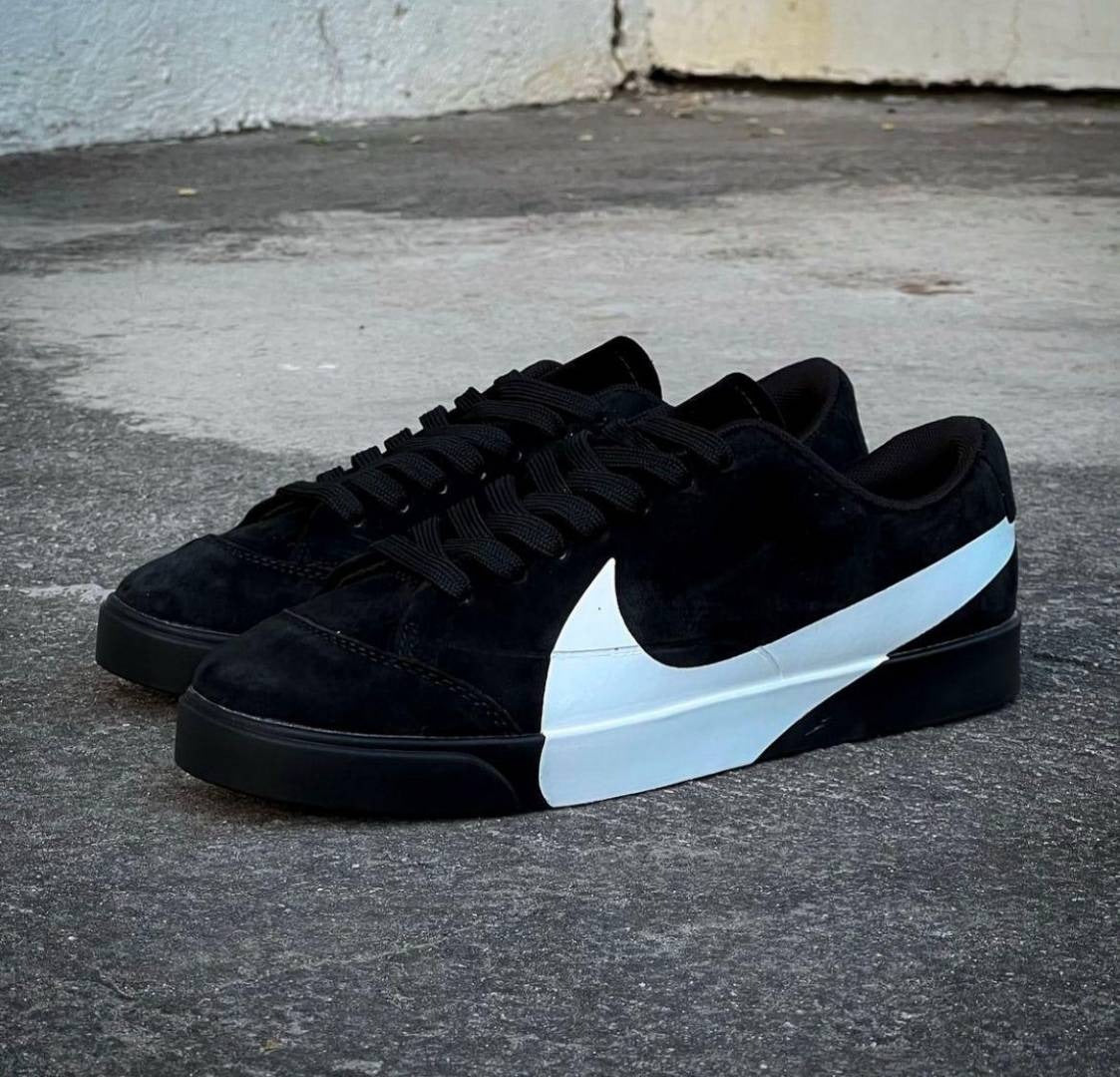 Black Suede Low-Top Skate Sneakers
