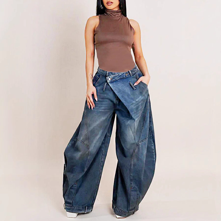 Pop Vintage Distressed Washed Jeans