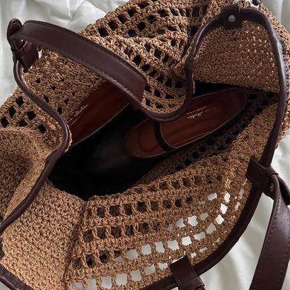 Large Capacity Straw Tote Bag