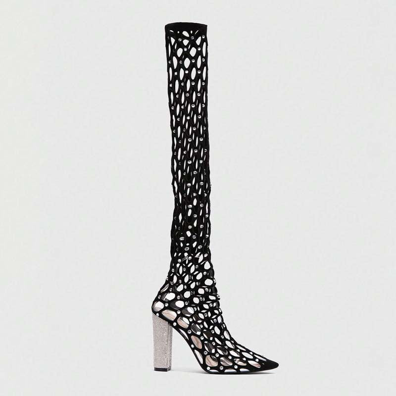 Christmas Pointed Toe Chunky Heel Party Boots