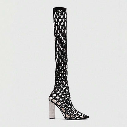 Christmas Pointed Toe Chunky Heel Party Boots