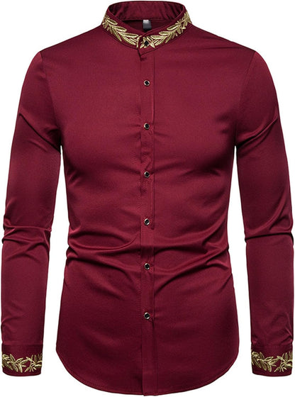 Men's Long Sleeve Embroidered Shirt