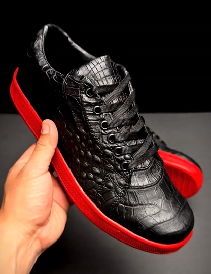 Men's crocodile leather flat shoes