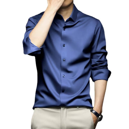 Men's stretch solid color shirt