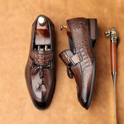Crocodile print loafers