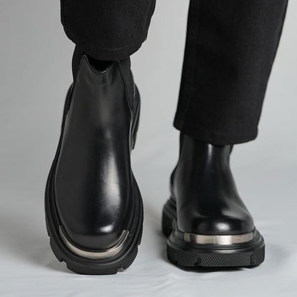Men's New Black Leather Casual Boots