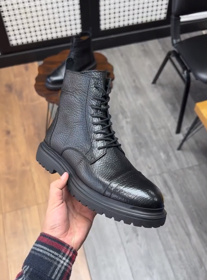 Leather Lace-Up Boots