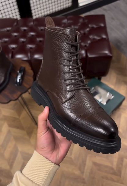 Leather Lace-Up Boots