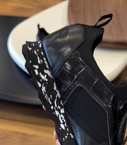 Black Crocodile Leather Sneakers