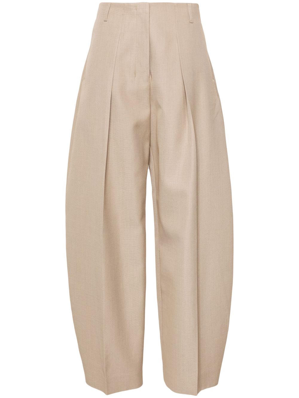 Sand Beige High Waisted Wide Leg Pants
