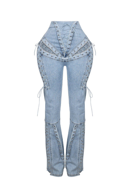 Marise High Waist Lace Up Jeans