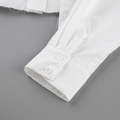 Solid Color Cropped Shirt With Pockets