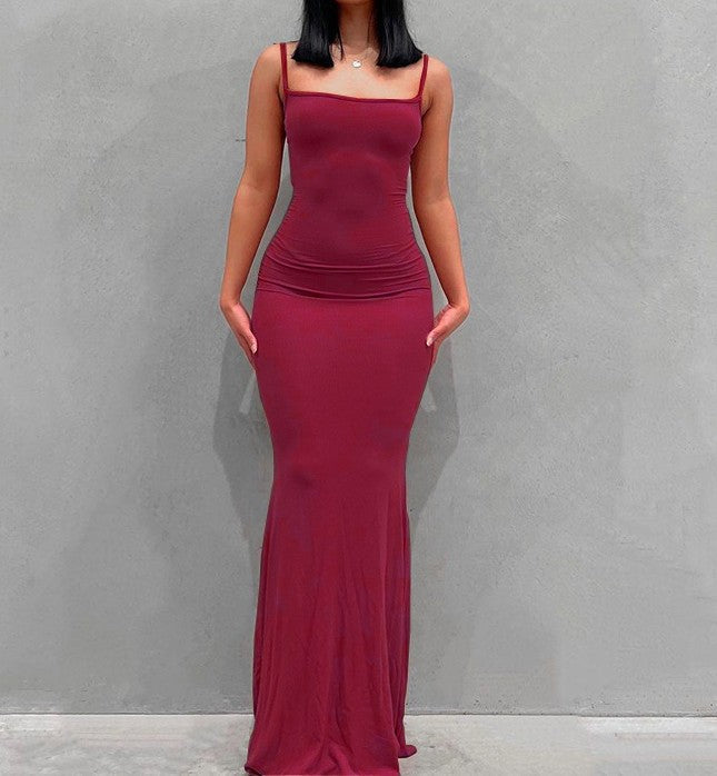 Satin Slip Backless Slim Sexy Maxi Dress
