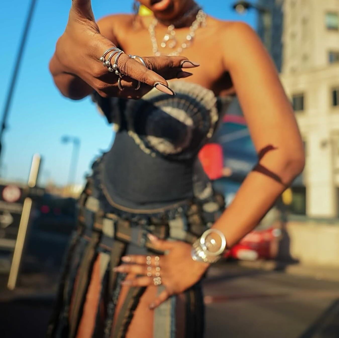 （⏰Free shipping） Denim patchwork corset suit