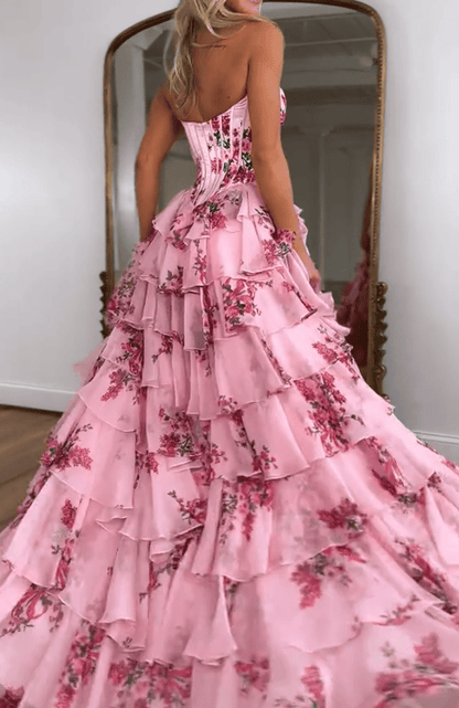 （⏰Limited Time Offer 49% OFF）Sexy Pink Floral Corset Dress