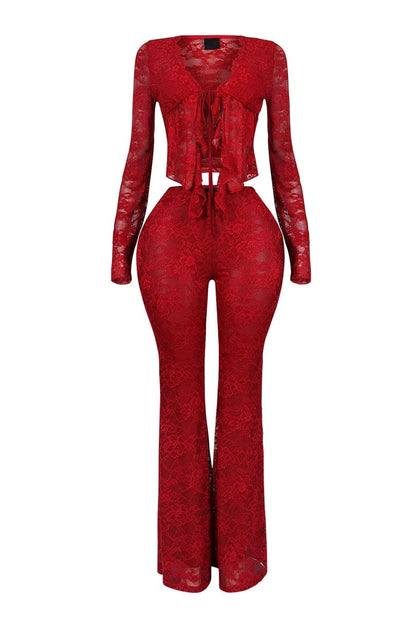 Lace Top & Wide Pants SET