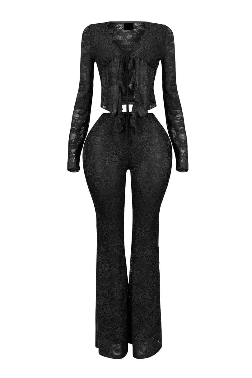 Lace Top & Wide Pants SET