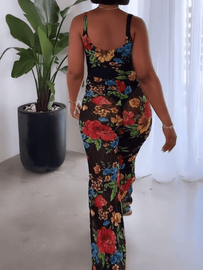 Floral Print Cami Jumpsuit In Multicolour