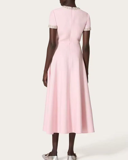 Pink Rhinestone Midi Dress