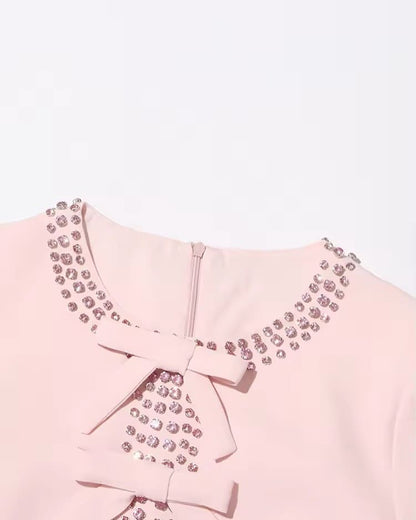 Pink Rhinestone Midi Dress