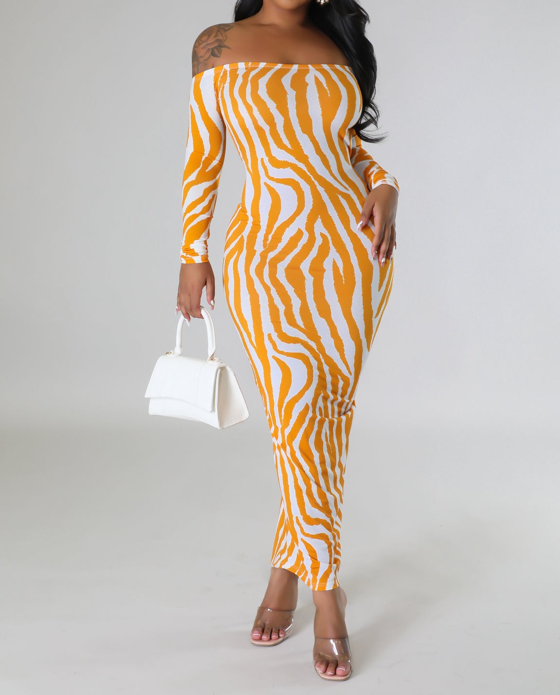 Zebra Backless Maxi Dress
