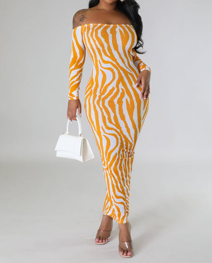 Zebra Backless Maxi Dress