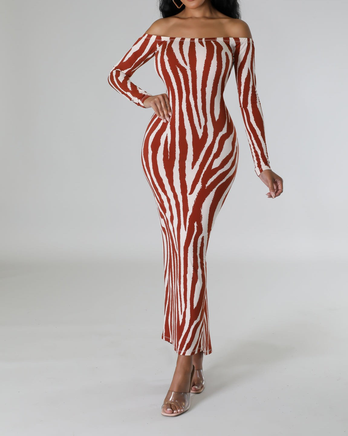 Zebra Backless Maxi Dress