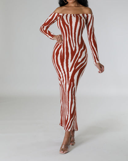 Zebra Backless Maxi Dress