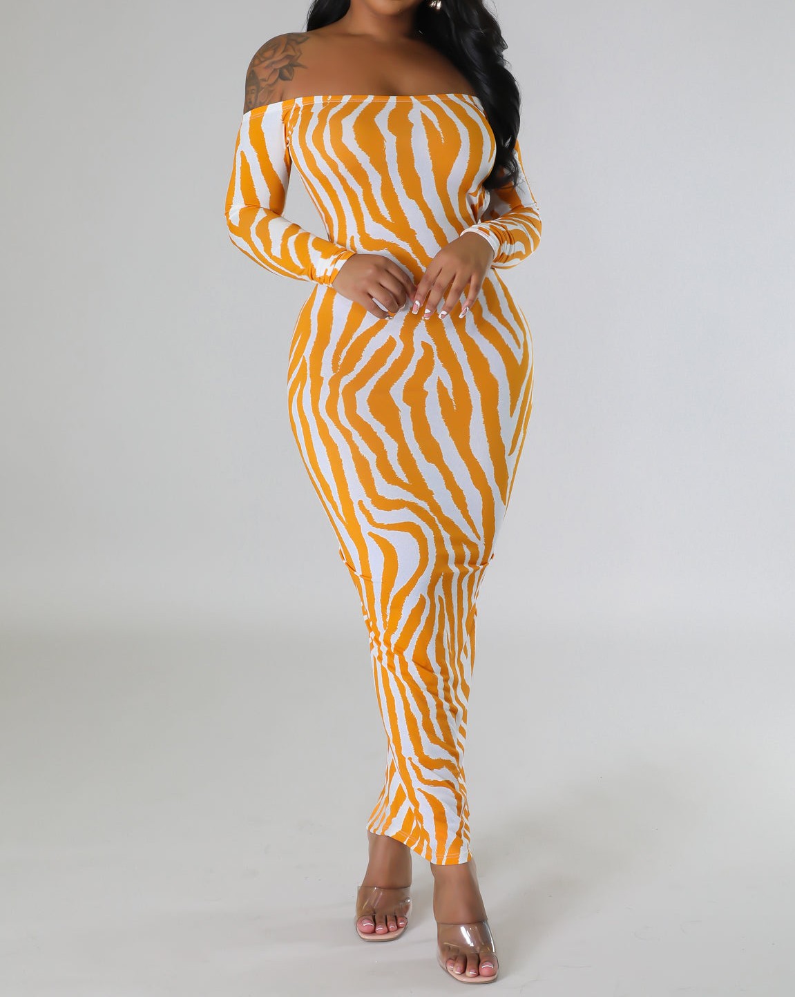 Zebra Backless Maxi Dress