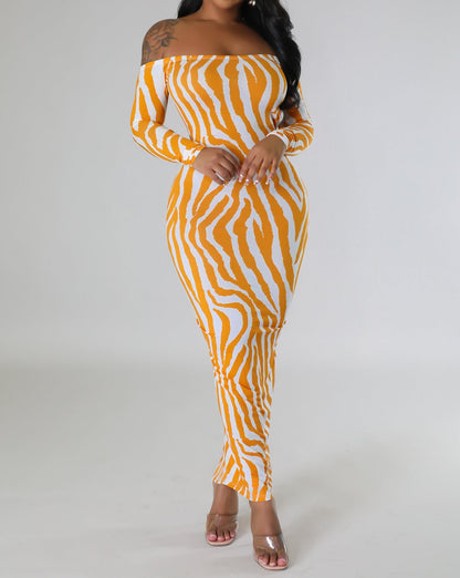 Zebra Backless Maxi Dress