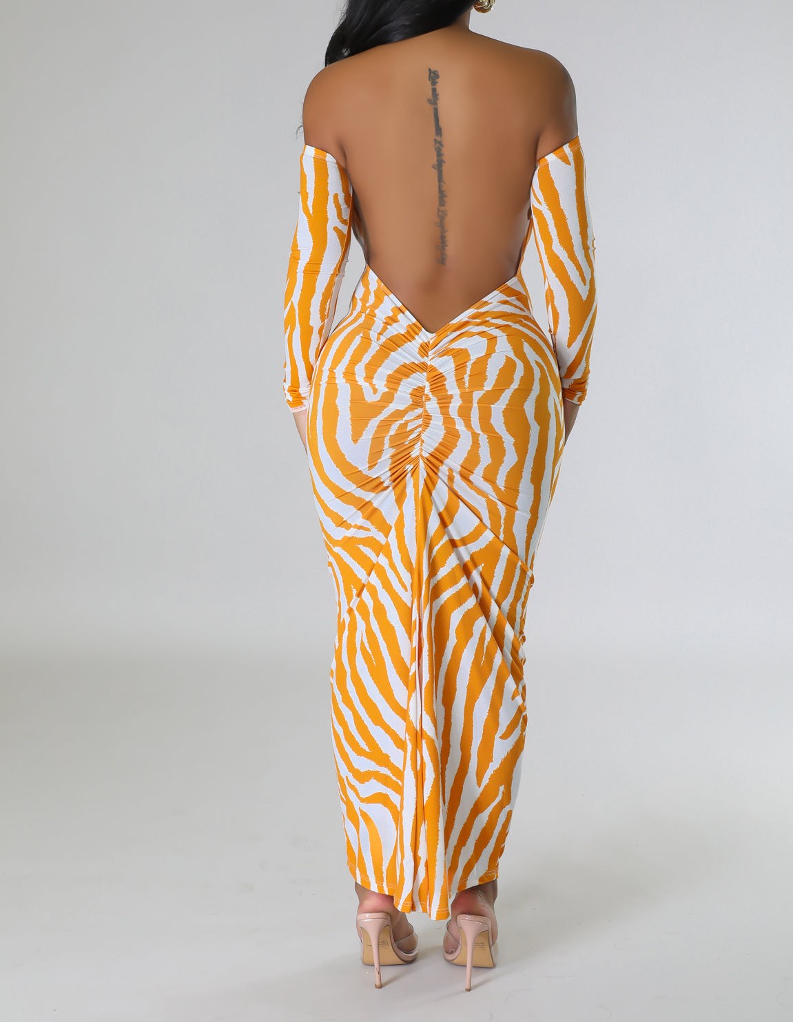Zebra Backless Maxi Dress