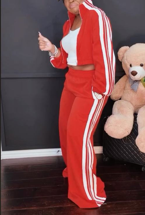 Casual sports top and pants 2pc set