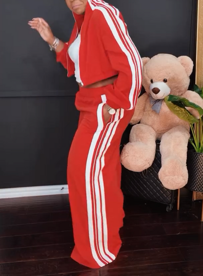 Casual sports top and pants 2pc set